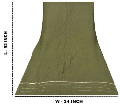Sanskriti Vintage Solid Green Soft Cotton Silk Dupatta Stole Zari Woven Scarf