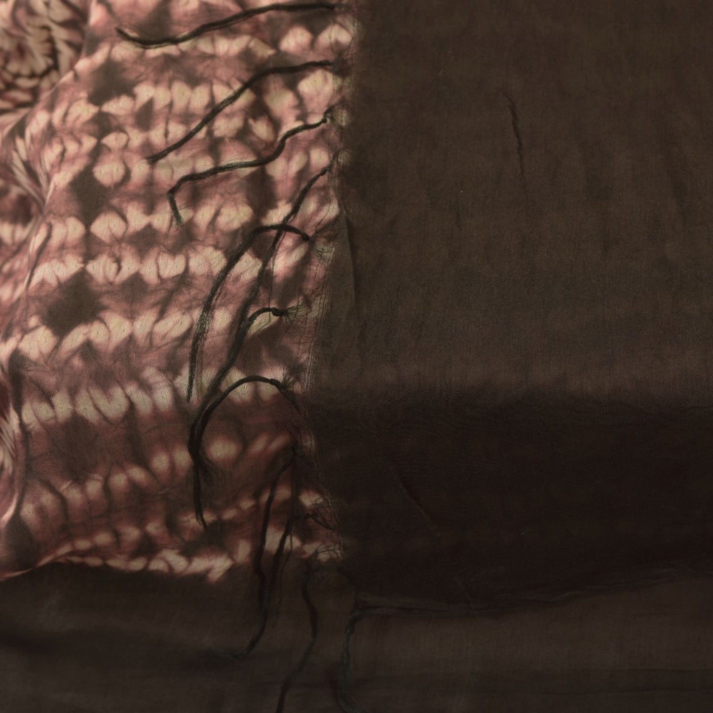 Sanskriti Vintage Soft Brown-Cream Pure Silk Dupatta Stole Tie-Dye Scarf Veil
