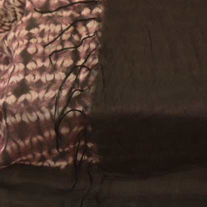 Sanskriti Vintage Soft Brown-Cream Pure Silk Dupatta Stole Tie-Dye Scarf Veil