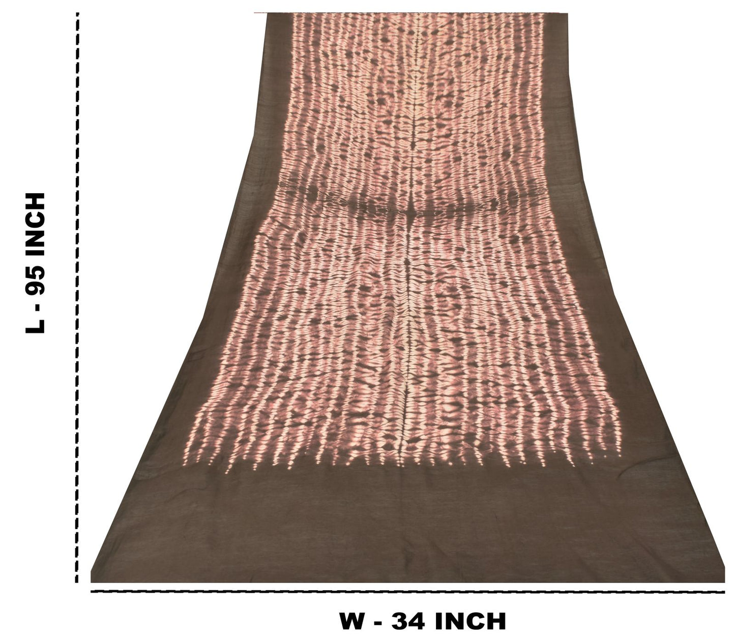 Sanskriti Vintage Soft Brown-Cream Pure Silk Dupatta Stole Tie-Dye Scarf Veil