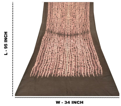 Sanskriti Vintage Soft Brown-Cream Pure Silk Dupatta Stole Tie-Dye Scarf Veil