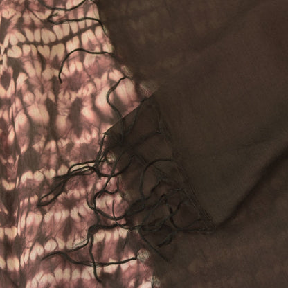 Sanskriti Vintage Soft Brown-Cream Pure Silk Dupatta Stole Tie-Dye Scarf Veil