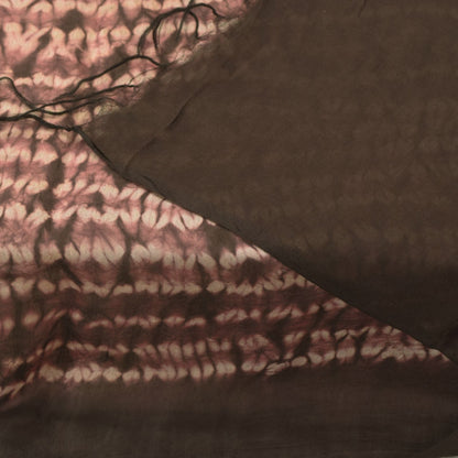 Sanskriti Vintage Soft Brown-Cream Pure Silk Dupatta Stole Tie-Dye Scarf Veil