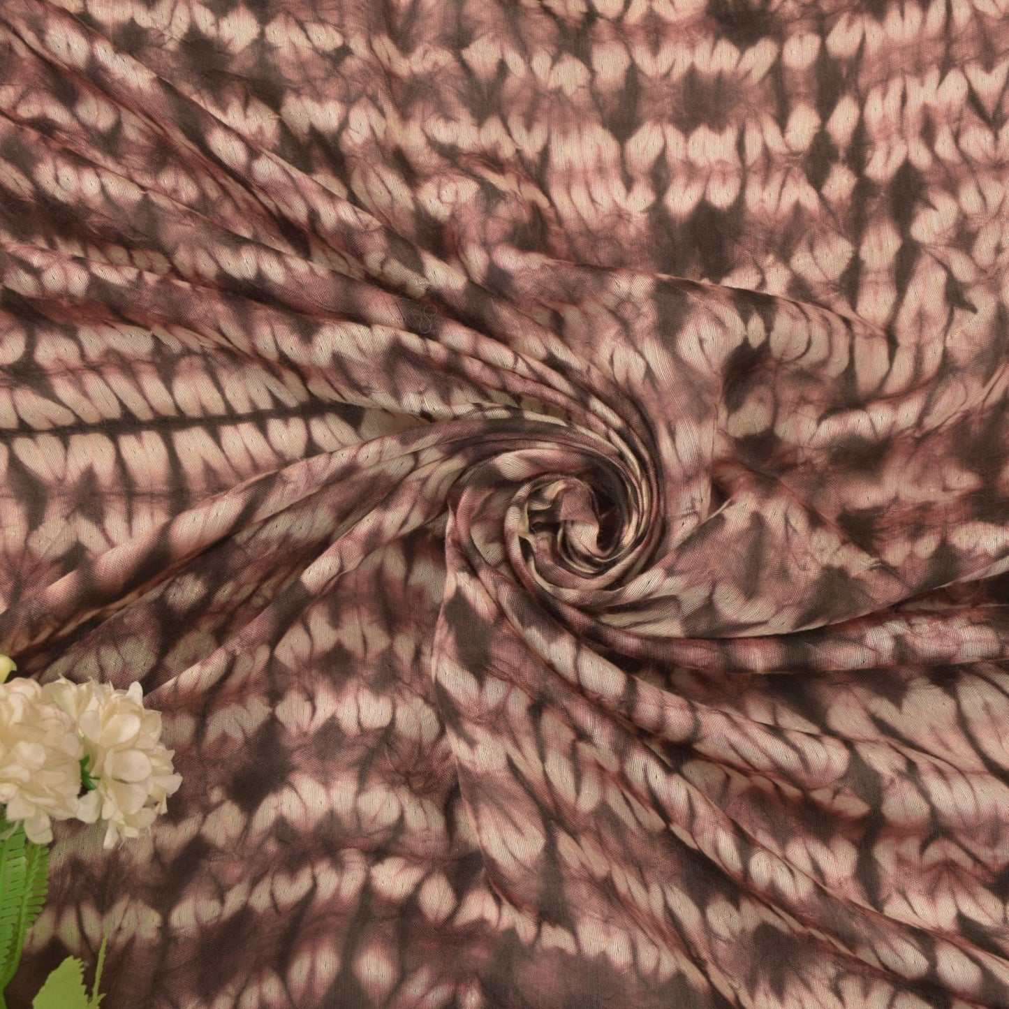 Sanskriti Vintage Soft Brown-Cream Pure Silk Dupatta Stole Tie-Dye Scarf Veil