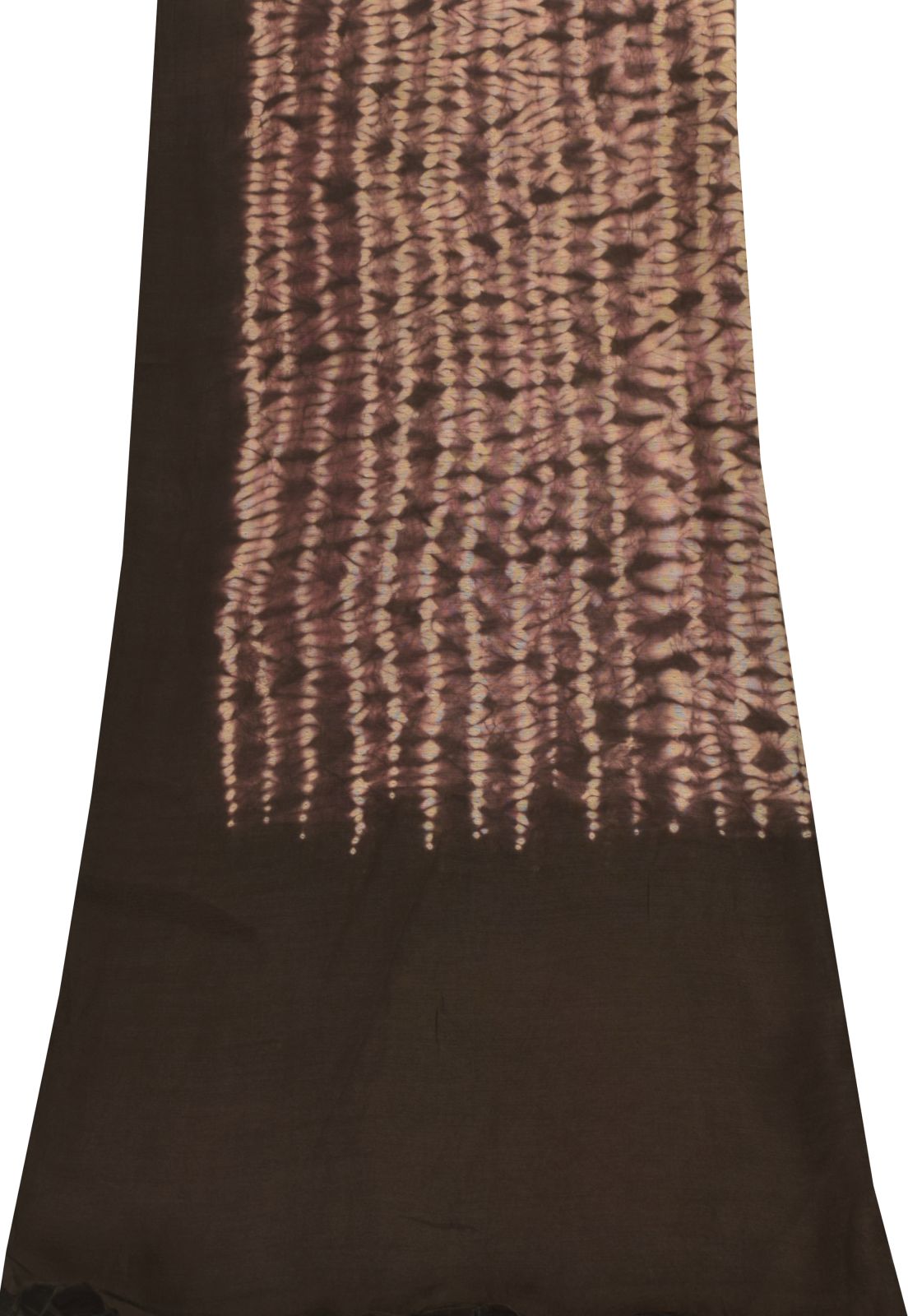 Sanskriti Vintage Soft Brown-Cream Pure Silk Dupatta Stole Tie-Dye Scarf Veil