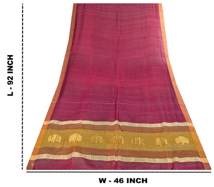 Sanskriti Vintage Purple Cotton Silk Dupatta Stole Maheshwari Zari Hand Woven