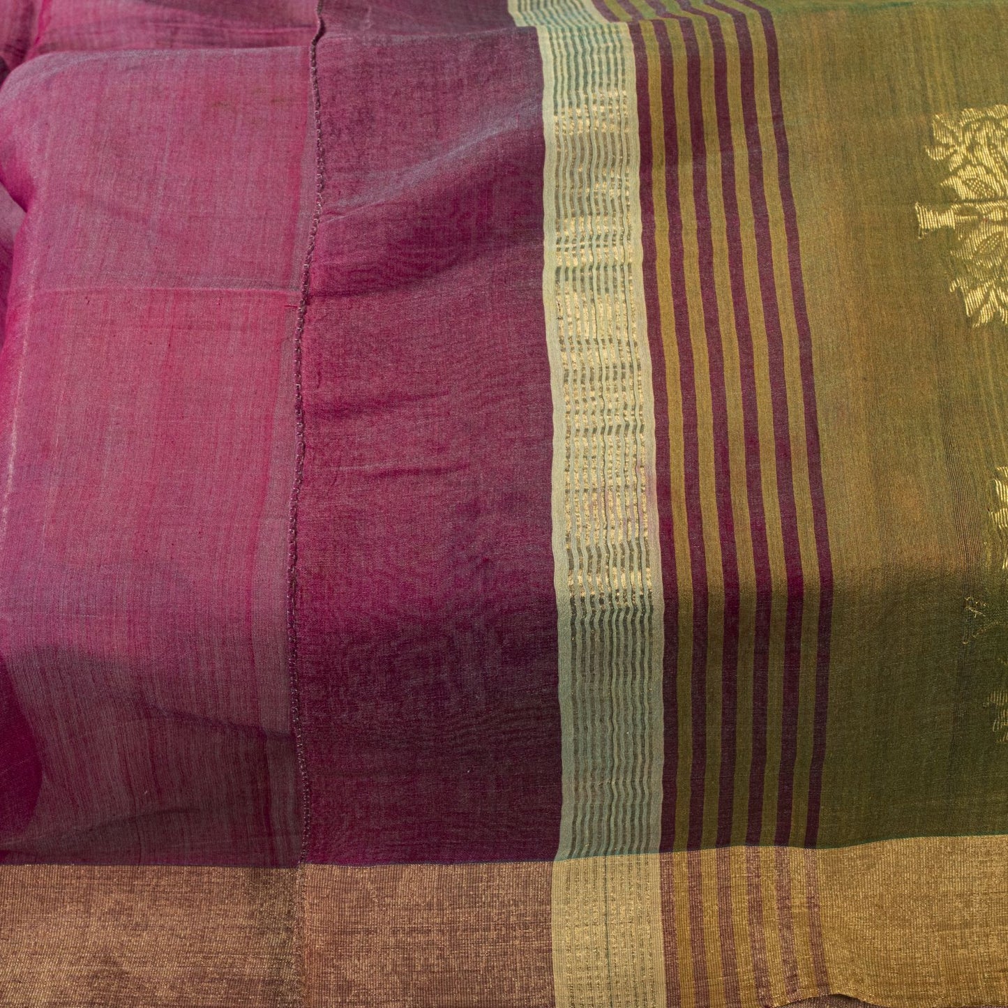 Sanskriti Vintage Purple Cotton Silk Dupatta Stole Maheshwari Zari Hand Woven