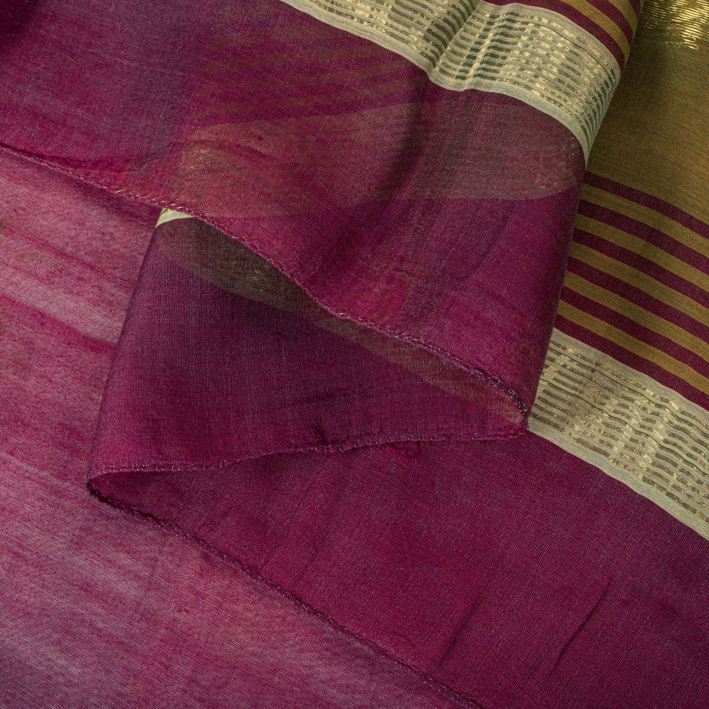 Sanskriti Vintage Purple Cotton Silk Dupatta Stole Maheshwari Zari Hand Woven