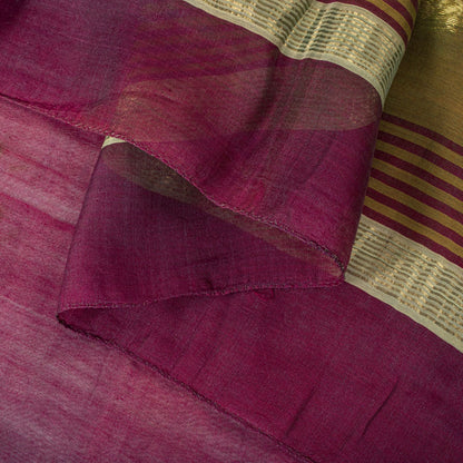 Sanskriti Vintage Purple Cotton Silk Dupatta Stole Maheshwari Zari Hand Woven