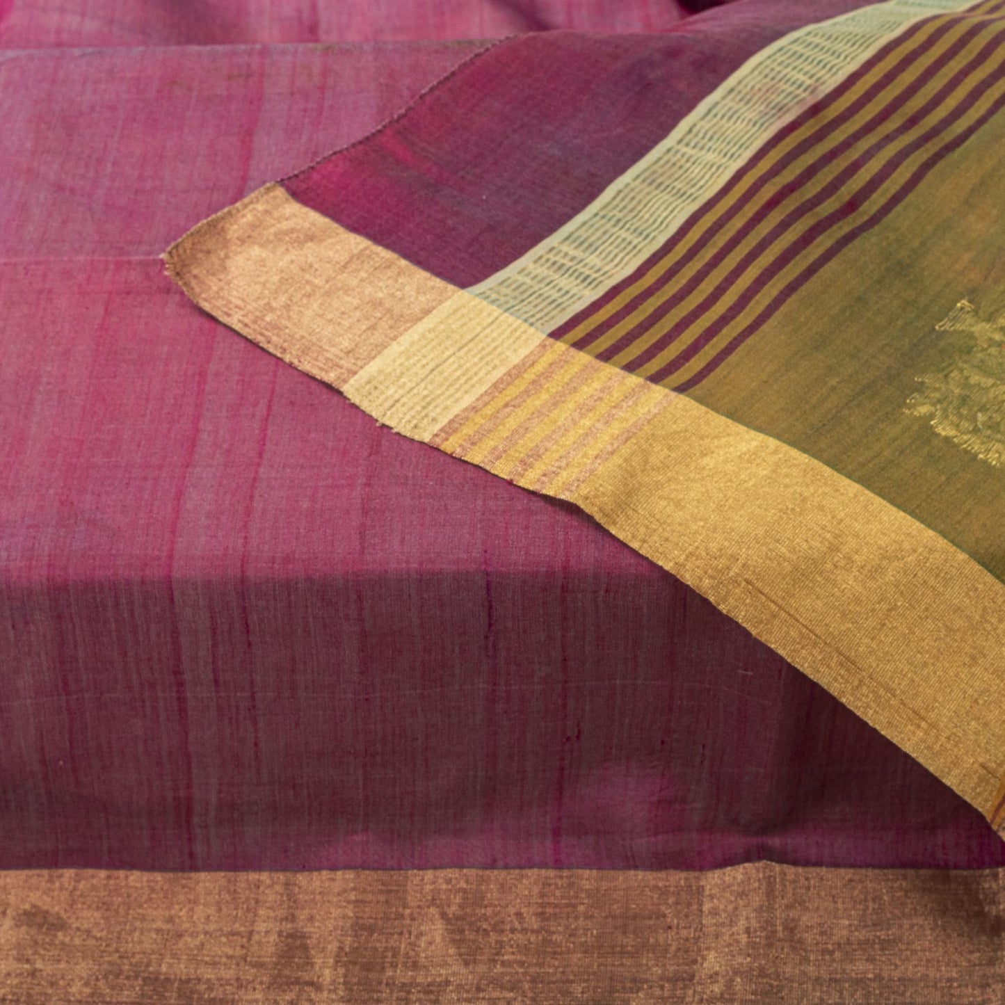 Sanskriti Vintage Purple Cotton Silk Dupatta Stole Maheshwari Zari Hand Woven