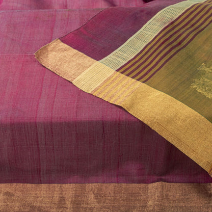 Sanskriti Vintage Purple Cotton Silk Dupatta Stole Maheshwari Zari Hand Woven