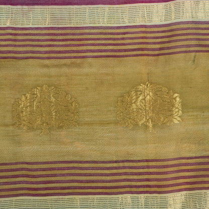 Sanskriti Vintage Purple Cotton Silk Dupatta Stole Maheshwari Zari Hand Woven