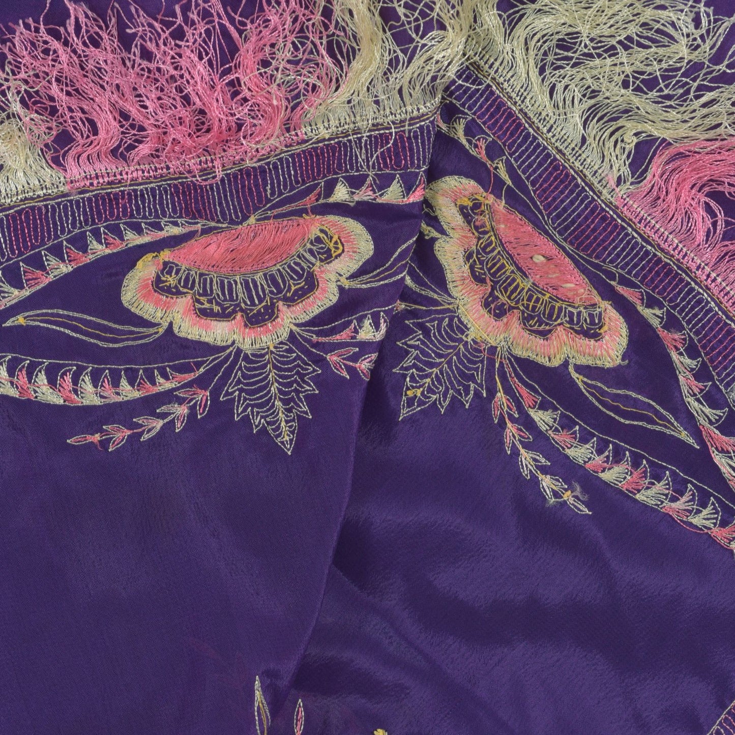 Sanskriti Vintage Blue Artificial Silk Dupatta Stole Hand Bead Thread Scarf Veil