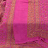 Sanskriti Vintage Pink Artificial Silk Dupatta Stole Hand Embroidery Kantha Veil