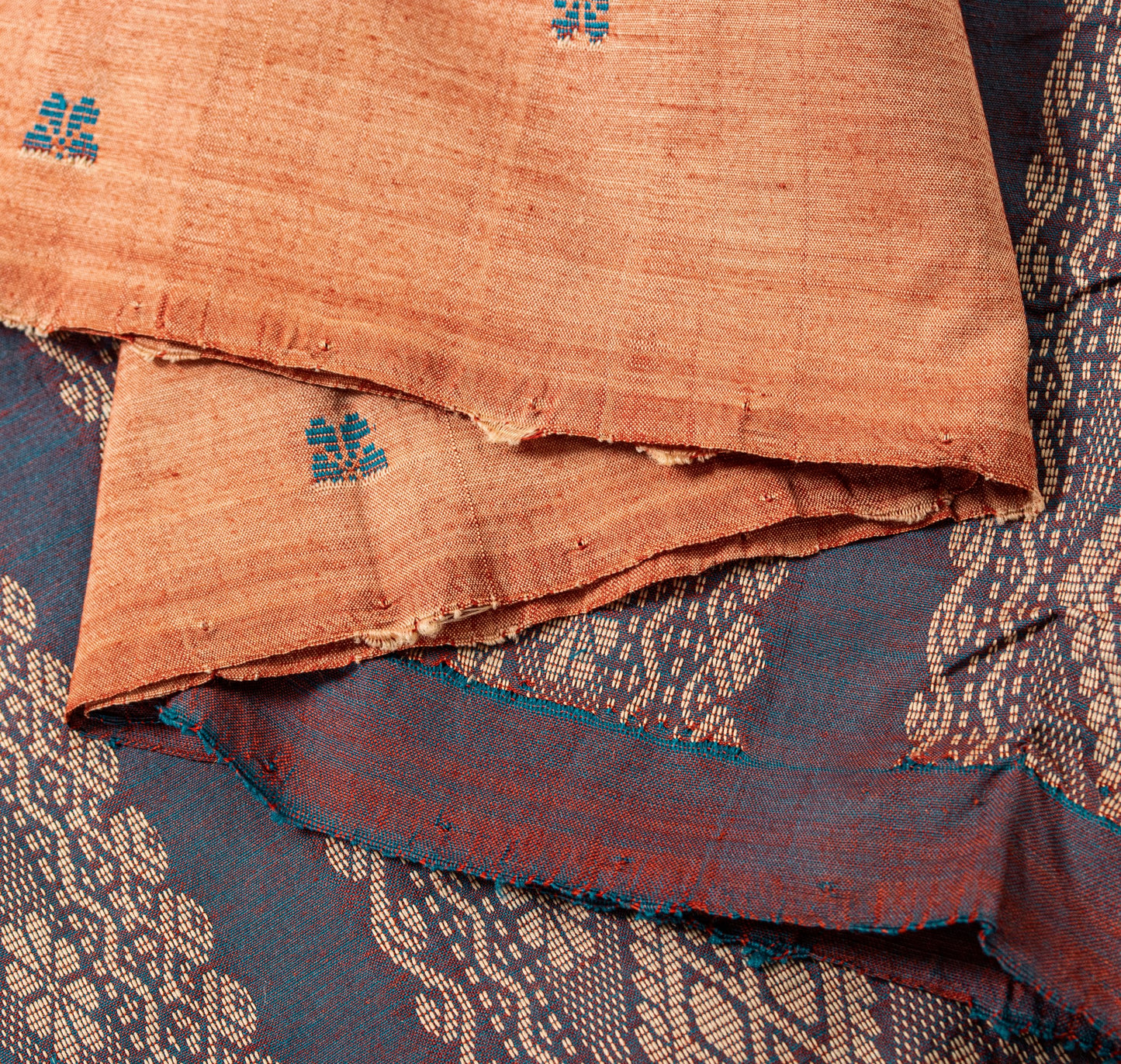 Sanskriti Vintage Brown-Green Soft Blend Cotton Dupatta Stole Geometric Woven