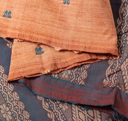 Sanskriti Vintage Brown-Green Soft Blend Cotton Dupatta Stole Geometric Woven