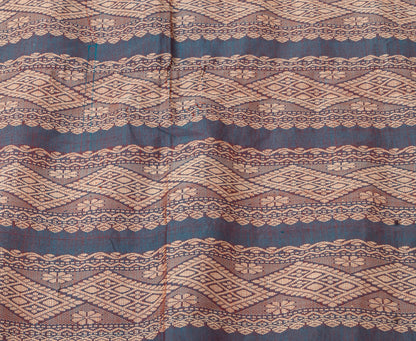Sanskriti Vintage Brown-Green Soft Blend Cotton Dupatta Stole Geometric Woven