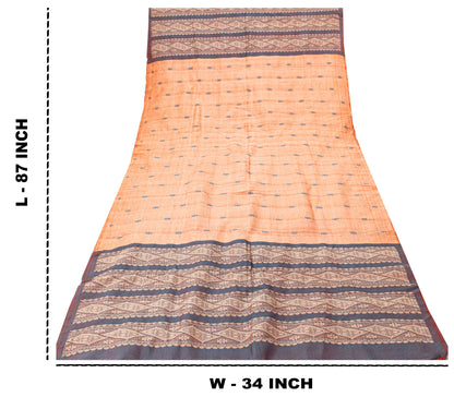 Sanskriti Vintage Brown-Green Soft Blend Cotton Dupatta Stole Geometric Woven