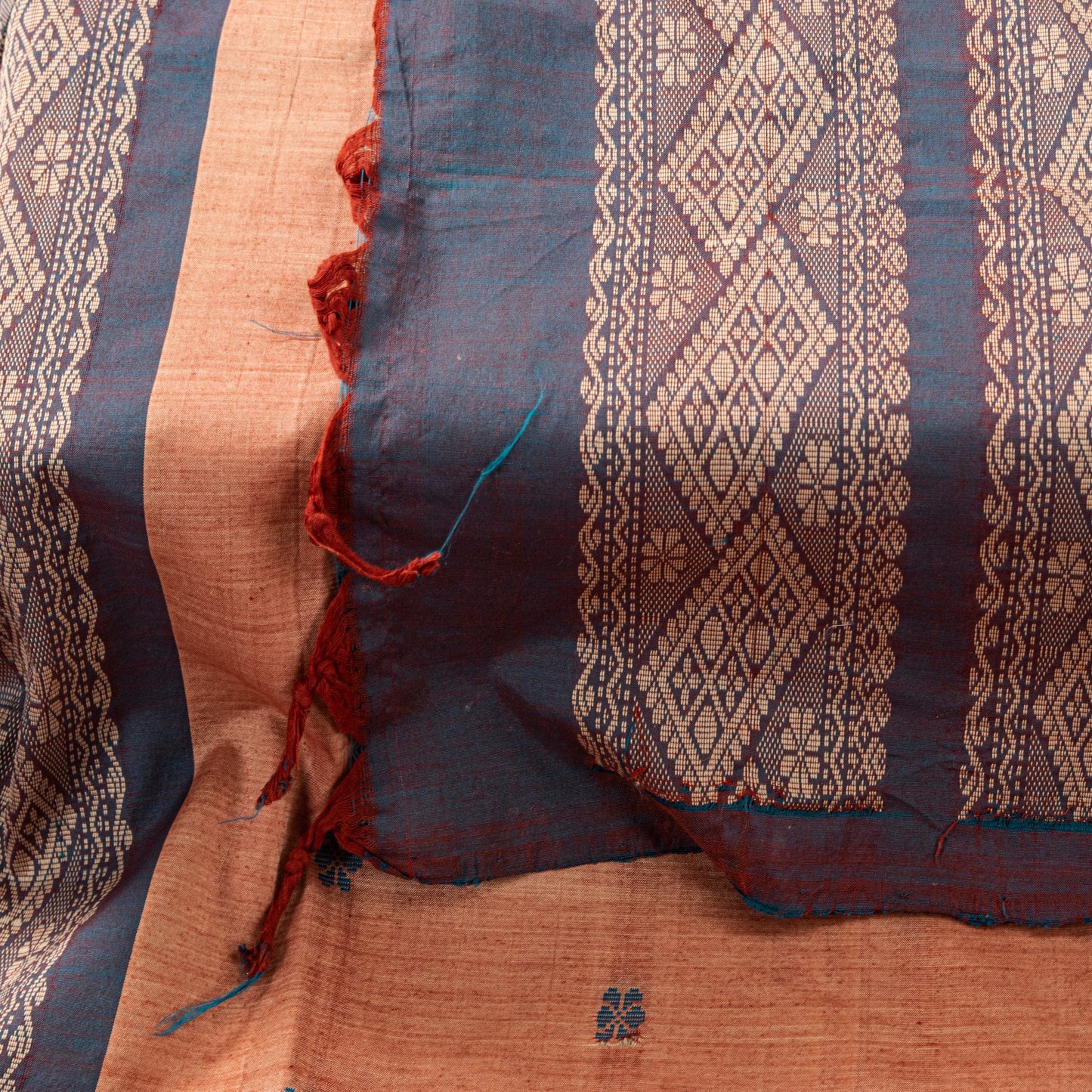 Sanskriti Vintage Brown-Green Soft Blend Cotton Dupatta Stole Geometric Woven