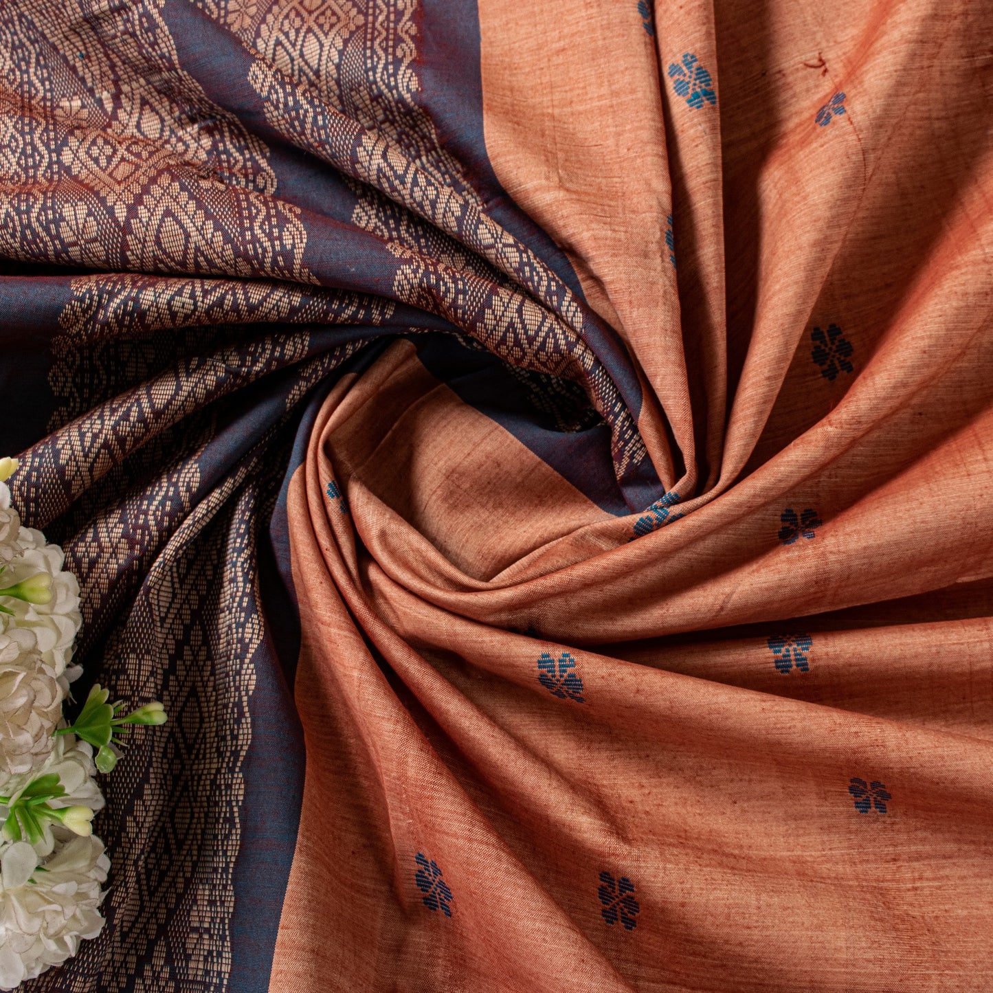 Sanskriti Vintage Brown-Green Soft Blend Cotton Dupatta Stole Geometric Woven