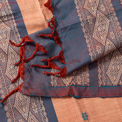 Sanskriti Vintage Brown-Green Soft Blend Cotton Dupatta Stole Geometric Woven