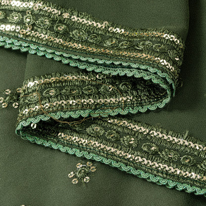 Sanskriti Vintage Green Soft Georgette Dupatta Stole Hand Embroidered Sequins