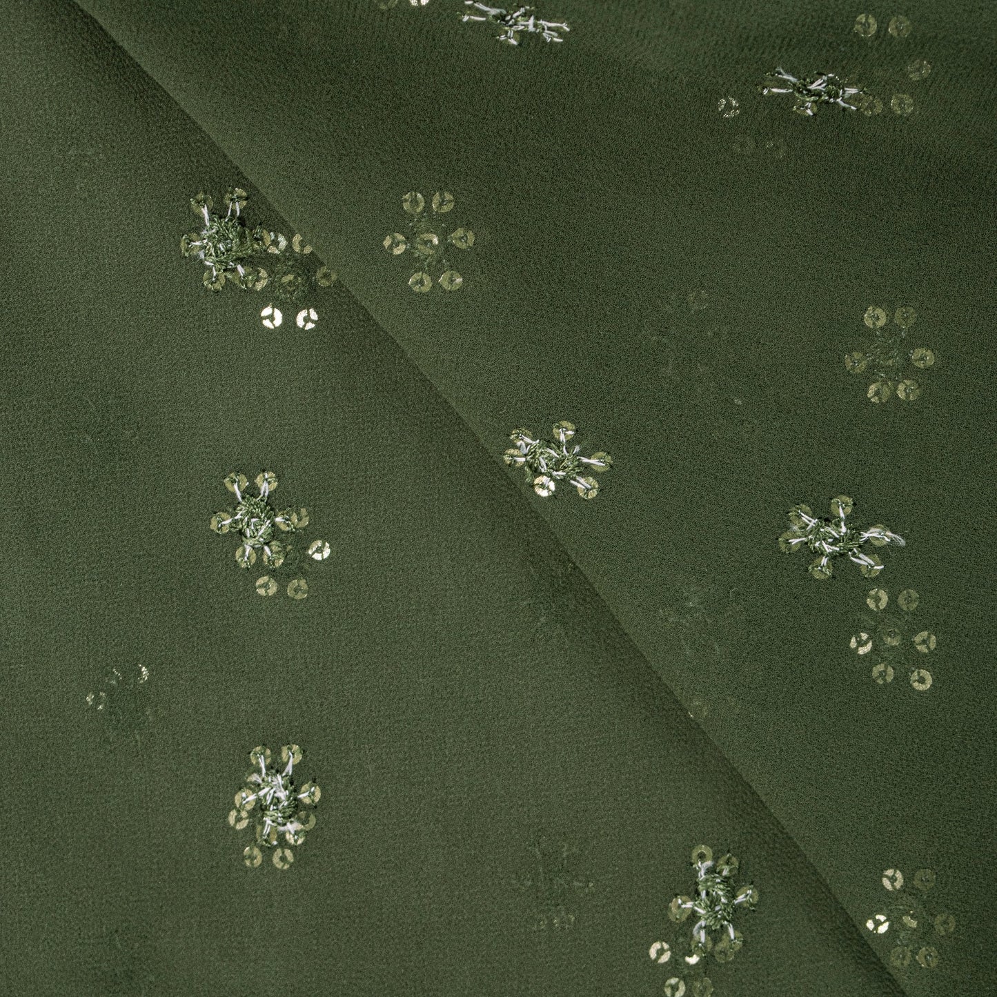 Sanskriti Vintage Green Soft Georgette Dupatta Stole Hand Embroidered Sequins