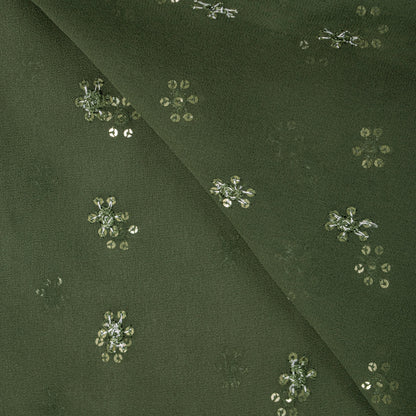 Sanskriti Vintage Green Soft Georgette Dupatta Stole Hand Embroidered Sequins