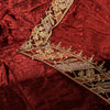 Sanskriti Vintage Maroon Velvet Dupatta Stole Embroidered Wedding Scarf NeckVeil