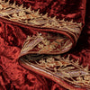 Sanskriti Vintage Maroon Velvet Dupatta Stole Embroidered Wedding Scarf NeckVeil