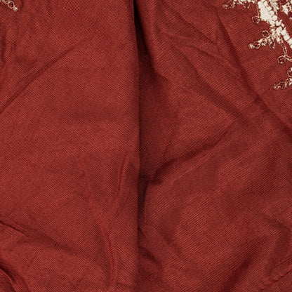 Sanskriti Vintage Maroon Velvet Dupatta Stole Embroidered Wedding Scarf NeckVeil