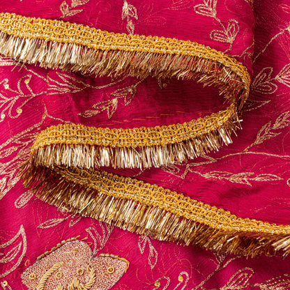 Sanskriti Vintage Pink Soft Pure Chiffon Dupatta Stole Hand Embroidery Zari Veil