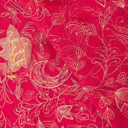 Sanskriti Vintage Pink Soft Pure Chiffon Dupatta Stole Hand Embroidery Zari Veil