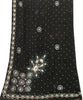 Sanskriti Vintage Black Pure Georgette Silk Dupatta Stole Hand Beaded Scarf Veil