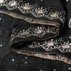 Sanskriti Vintage Black Pure Georgette Silk Dupatta Stole Hand Beaded Scarf Veil