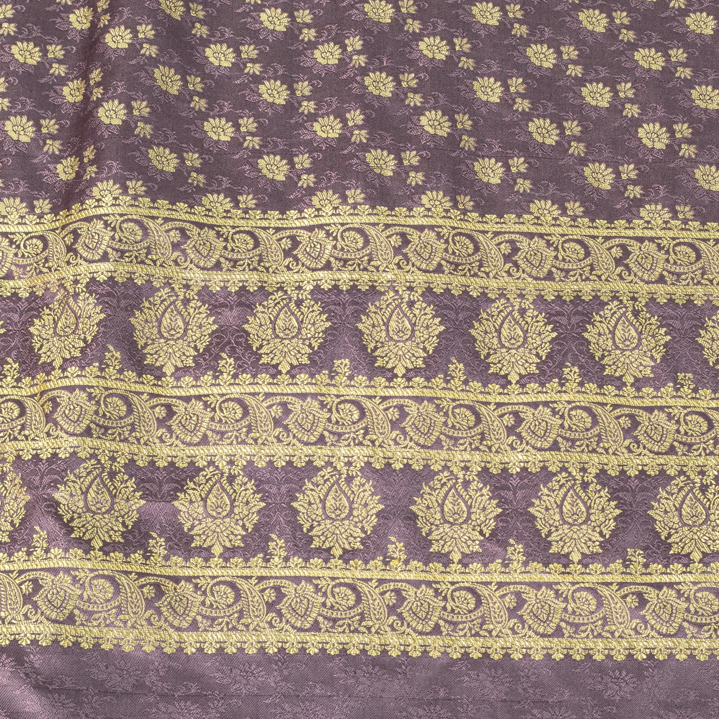 Sanskriti Vintage Dark Lilac Soft Art Silk Dupatta Stole Brocade Handwoven Scarf