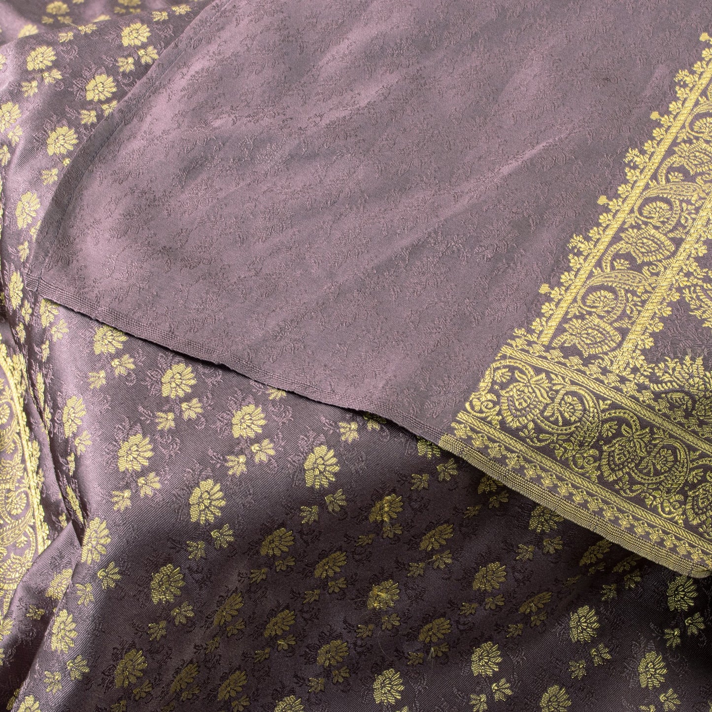 Sanskriti Vintage Dark Lilac Soft Art Silk Dupatta Stole Brocade Handwoven Scarf
