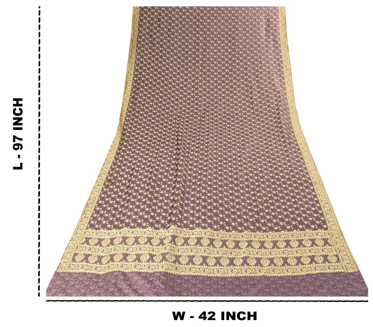 Sanskriti Vintage Dark Lilac Soft Art Silk Dupatta Stole Brocade Handwoven Scarf