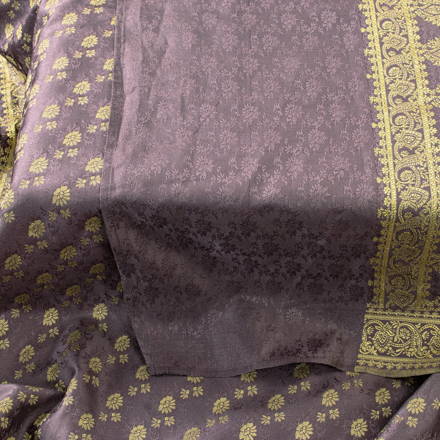 Sanskriti Vintage Dark Lilac Soft Art Silk Dupatta Stole Brocade Handwoven Scarf
