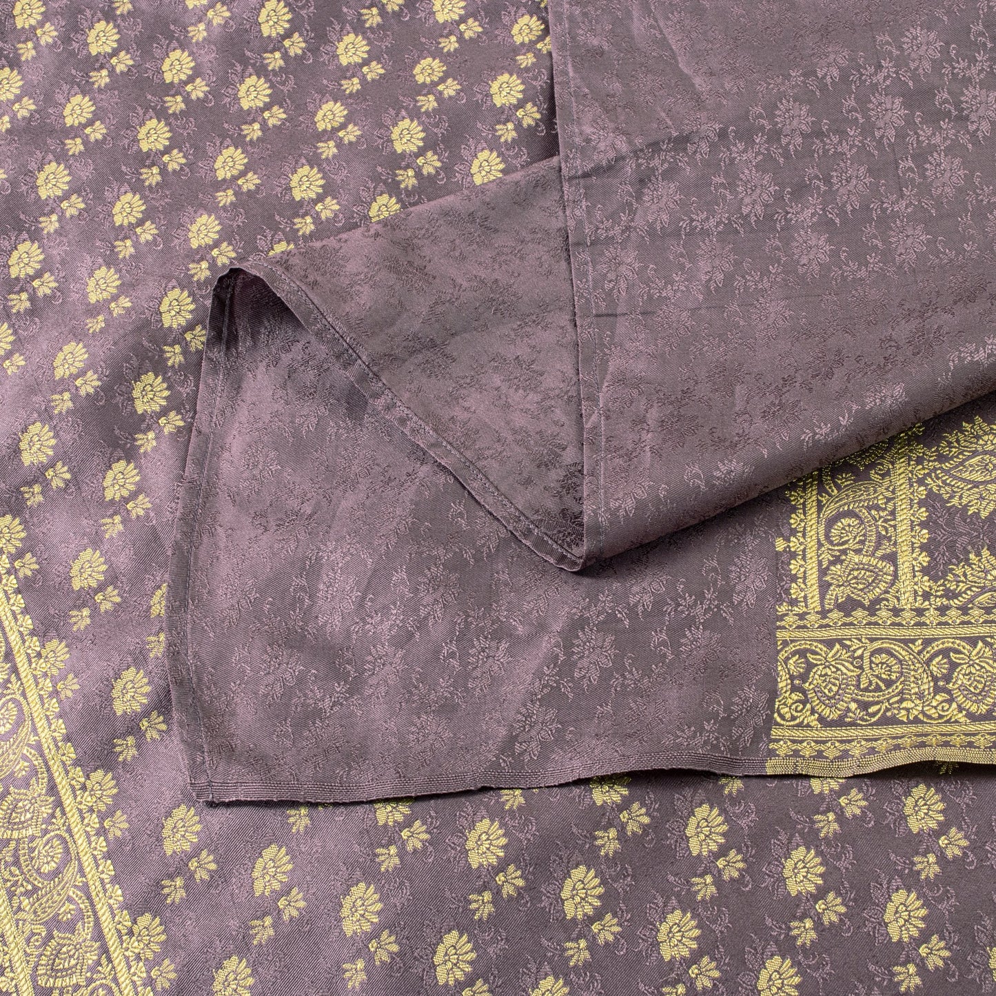 Sanskriti Vintage Dark Lilac Soft Art Silk Dupatta Stole Brocade Handwoven Scarf