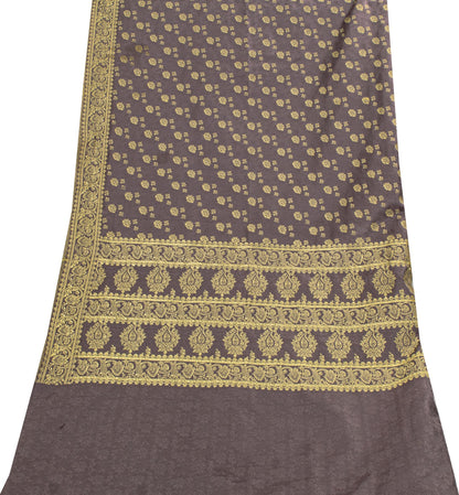 Sanskriti Vintage Dark Lilac Soft Art Silk Dupatta Stole Brocade Handwoven Scarf
