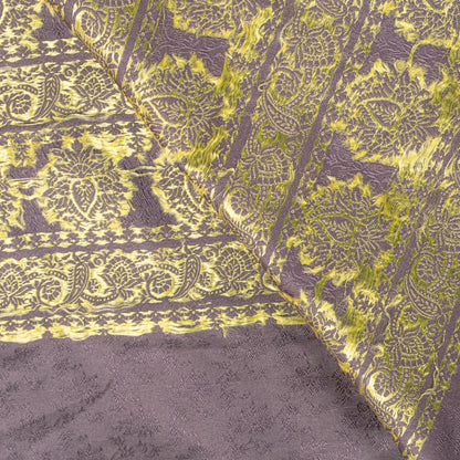 Sanskriti Vintage Dark Lilac Soft Art Silk Dupatta Stole Brocade Handwoven Scarf