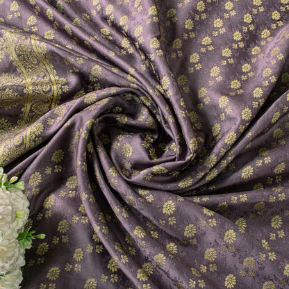 Sanskriti Vintage Dark Lilac Soft Art Silk Dupatta Stole Brocade Handwoven Scarf