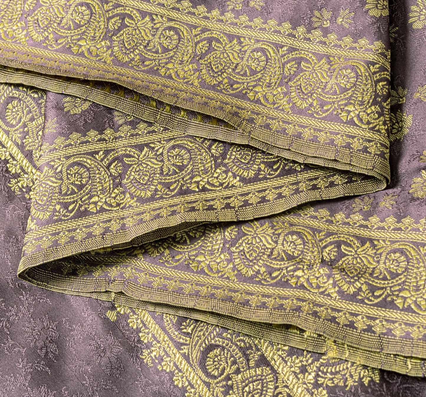 Sanskriti Vintage Dark Lilac Soft Art Silk Dupatta Stole Brocade Handwoven Scarf