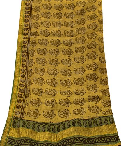 Sanskriti Vintage Green Soft Pure Cotton Dupatta Stole Hand Block Printed Scarf