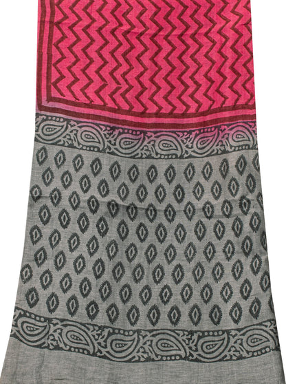 Sanskriti Vintage Pink Soft Pure Cotton Dupatta Stole Hand Block Printed Scarf