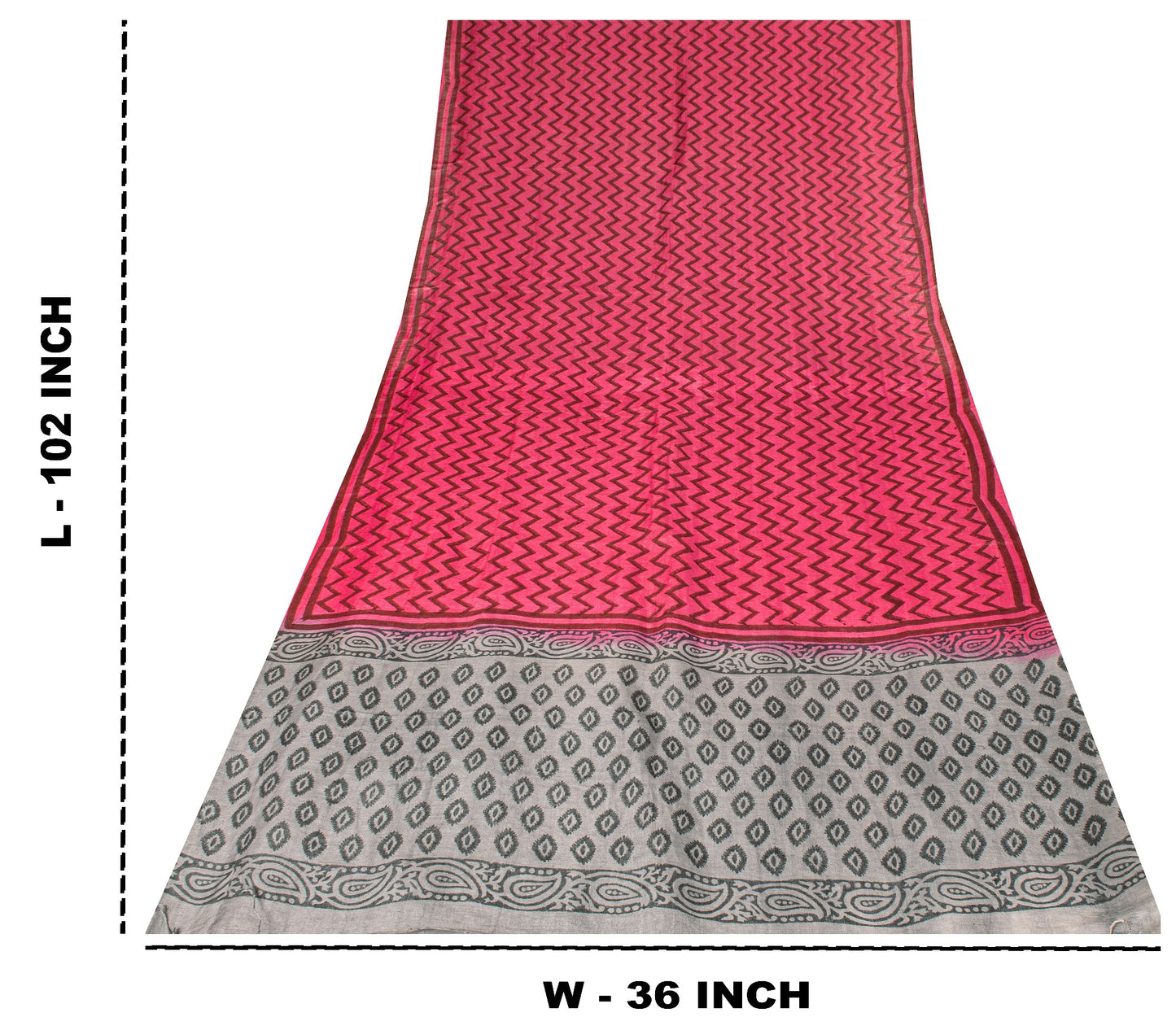 Sanskriti Vintage Pink Soft Pure Cotton Dupatta Stole Hand Block Printed Scarf