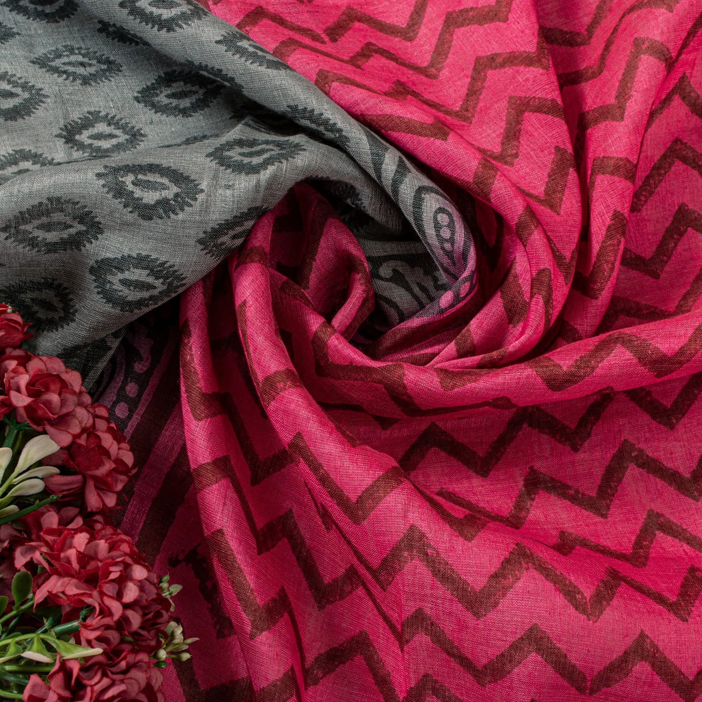 Sanskriti Vintage Pink Soft Pure Cotton Dupatta Stole Hand Block Printed Scarf