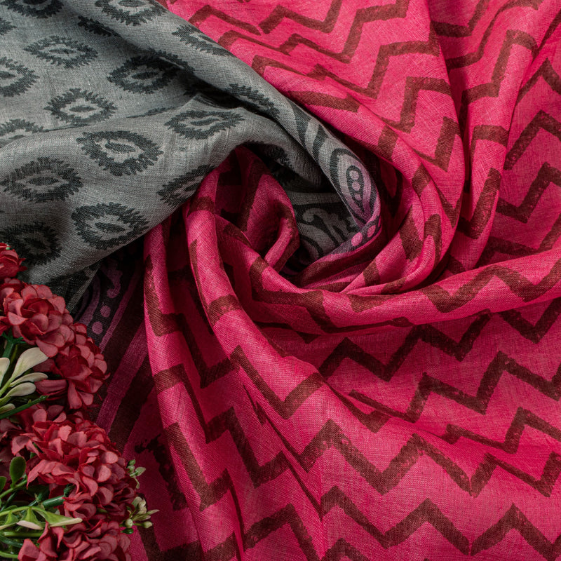 Sanskriti Vintage Pink Soft Pure Cotton Dupatta Stole Hand Block Printed Scarf