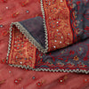 Sanskriti Vintage Red Pure Georgette Silk Dupatta Stole Embroidered Sequin Scarf